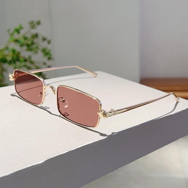 KAMMPT Vintage Rectangle Sunglasses Men Women Gradient Lens Luxury Brand Fashion Sun Glasses UV Protection Stylish Shades golden