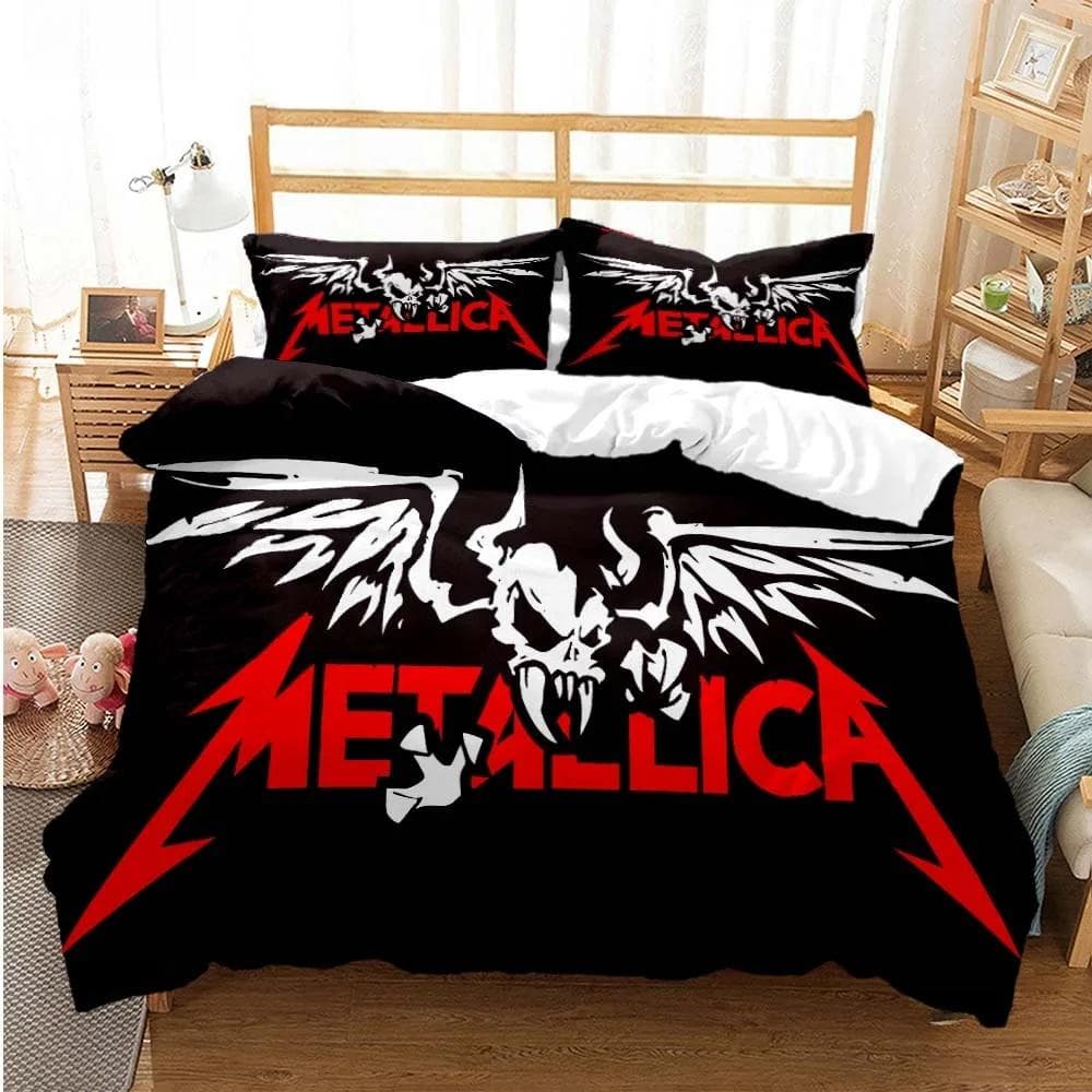 Metal Music Band M-Metallica Bedding Set Single Twin Full Queen King Size Bed Set Adult Kid Bedroom Duvet cover Set Home Textile EU Twin 135x200cm