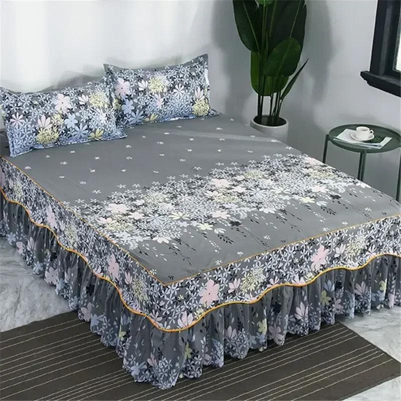 3PCS Bed Skirt Bedspread Set Embroidery Bed Dress Pillow Cases 3 Pieces/Set for King/Queen Double 1.5/1.8/2M Sheet Cover 3PCS 120cmx200cm