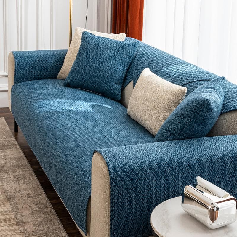 Linen Sofa Cover Solid Color Modern Living Room Anti-slip Combination Sofa Cushion Cover Universal Home Dust Protection Cover 90x120cm 1pcs