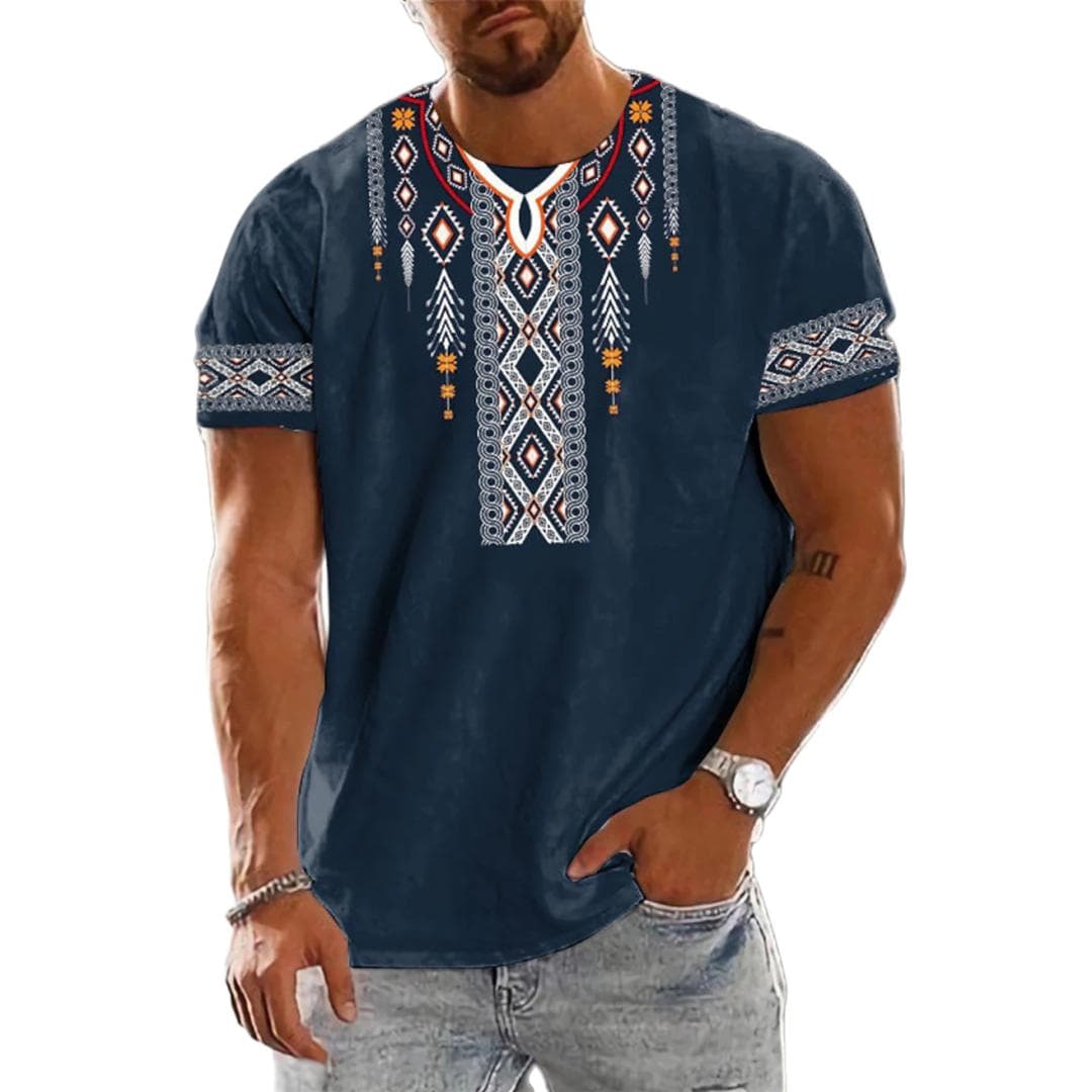 Vintage Ethnic T-shirt 3D Print Clothing O-neck Men Tops Oversized Short Sleeve Tee Summer Loose Male Streetwear Mens Clothes S