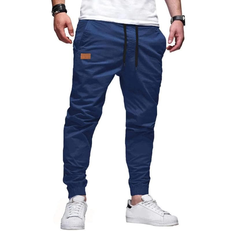 American Casual Pants Men's Spring and Autumn New Tether Tied Feet Sports Long Pants 3XL dark blue
