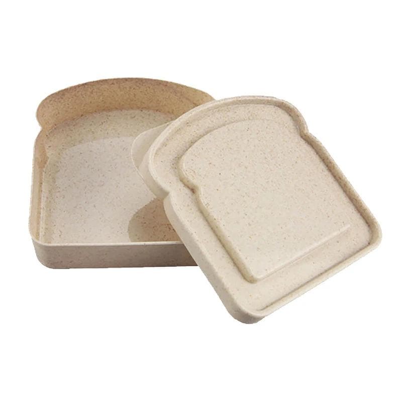 Sandwich Containers Lunch Box Toast Storage Box With Lid Eco-Friendly Lunch Food Container Microwavable Picnic Student beige