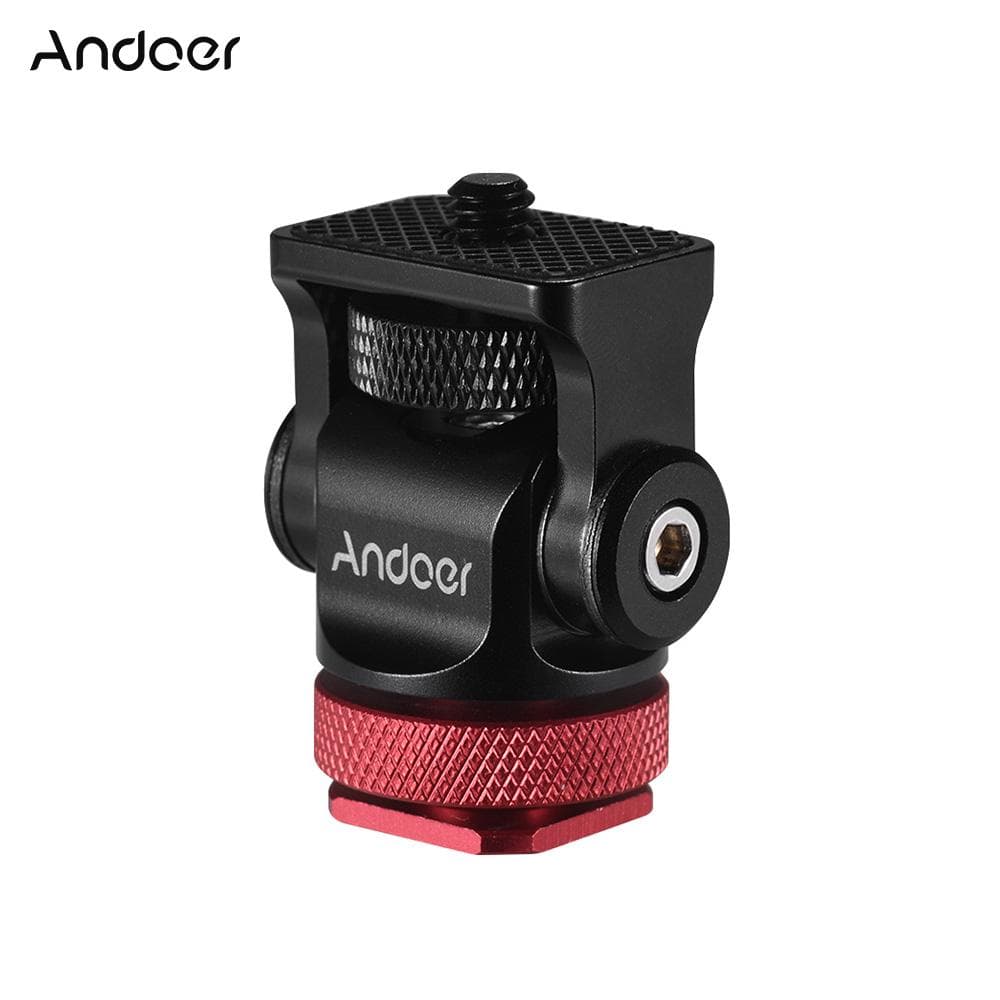 180 Degrees Rotary Mini Ball Head Ballhead Mount Adapter 1/4 Inch Screw with Wrench for DSLR Camera Microphone red