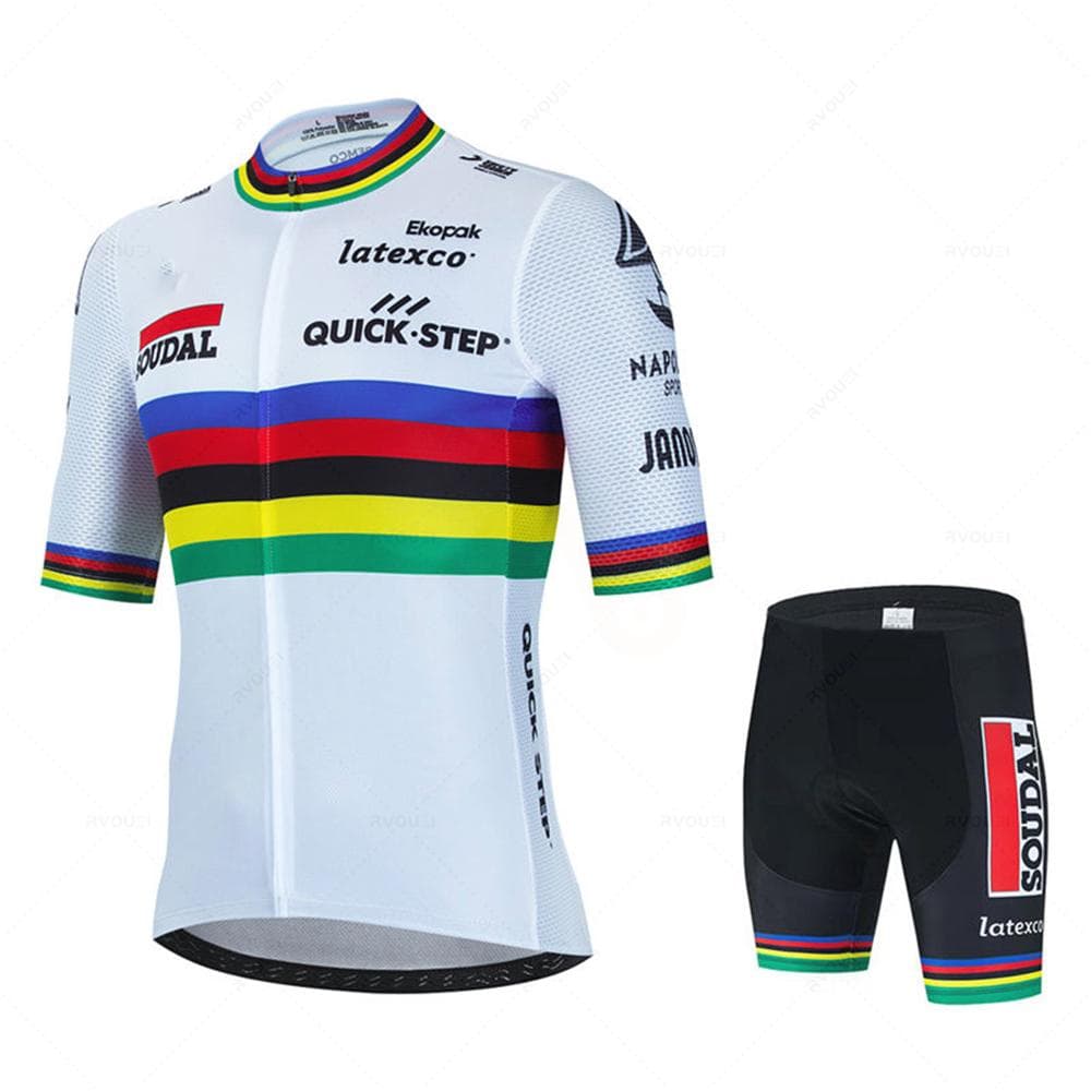 Soudal Quick Step Cycling Jersey Set Summer Belgium Bicycle Breathable Men MTB Bike Clothing Maillot Ropa Ciclismo Uniform Suit XXS