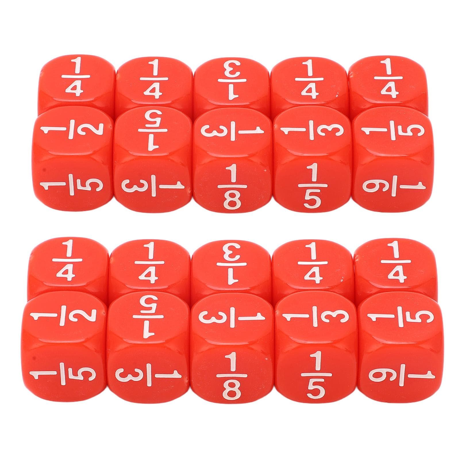 20Pcs Fraction Dice Class Set Plastic 6 Sided Multi Faceted Table Game Accessories for Kids Math