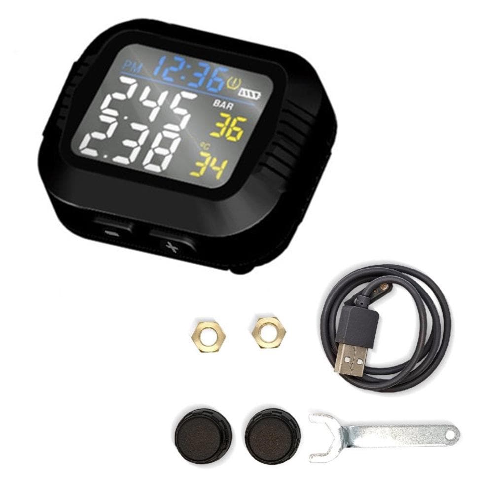 Motorcycle Tire Pressure Monitor Mountain Bike Wireless Tire Pressure Monitoring Instrument Small black