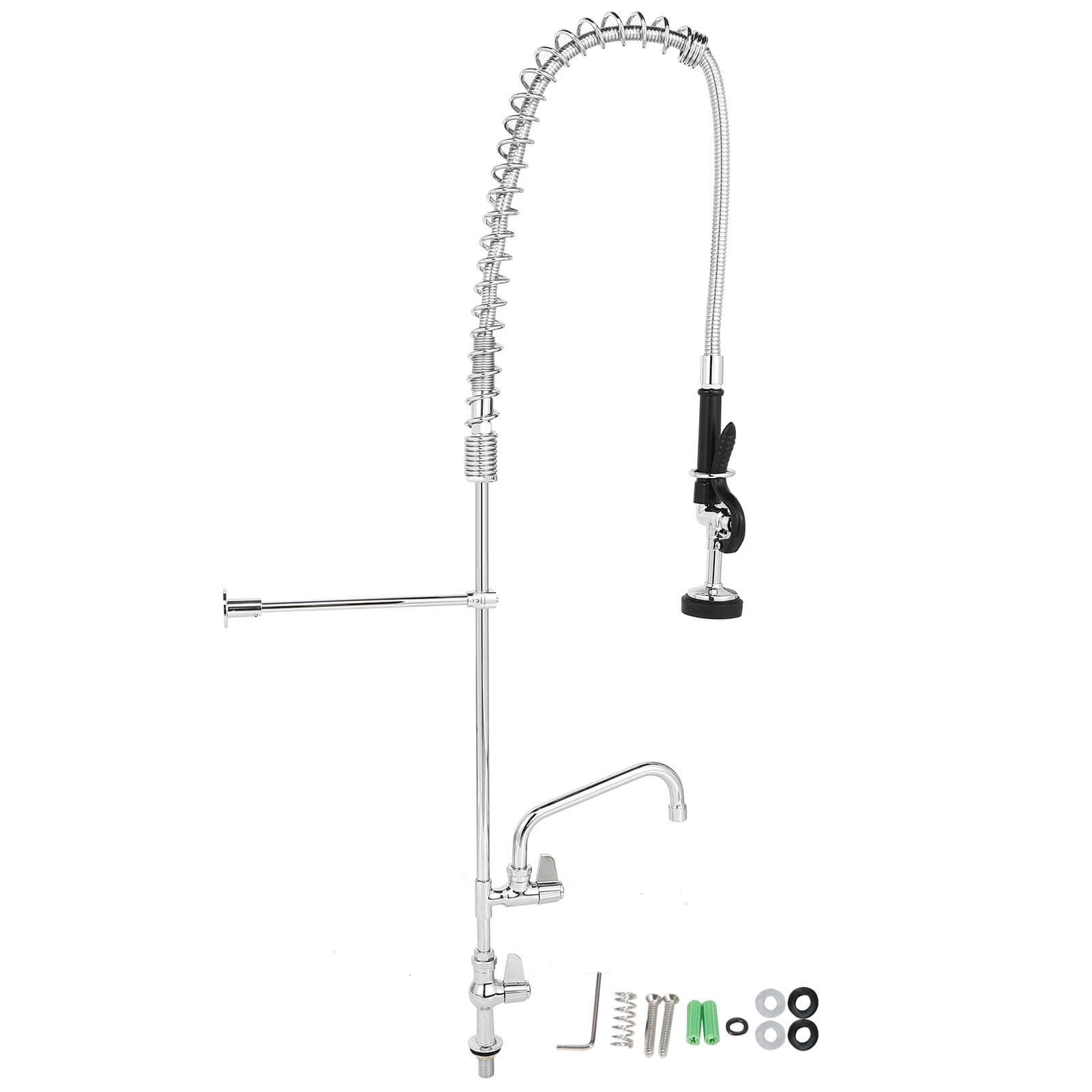 G1/2 Commercial Faucet with Pull Down Sprayer Vertical Mount Single Cold Tap Kit for Hotel Bar