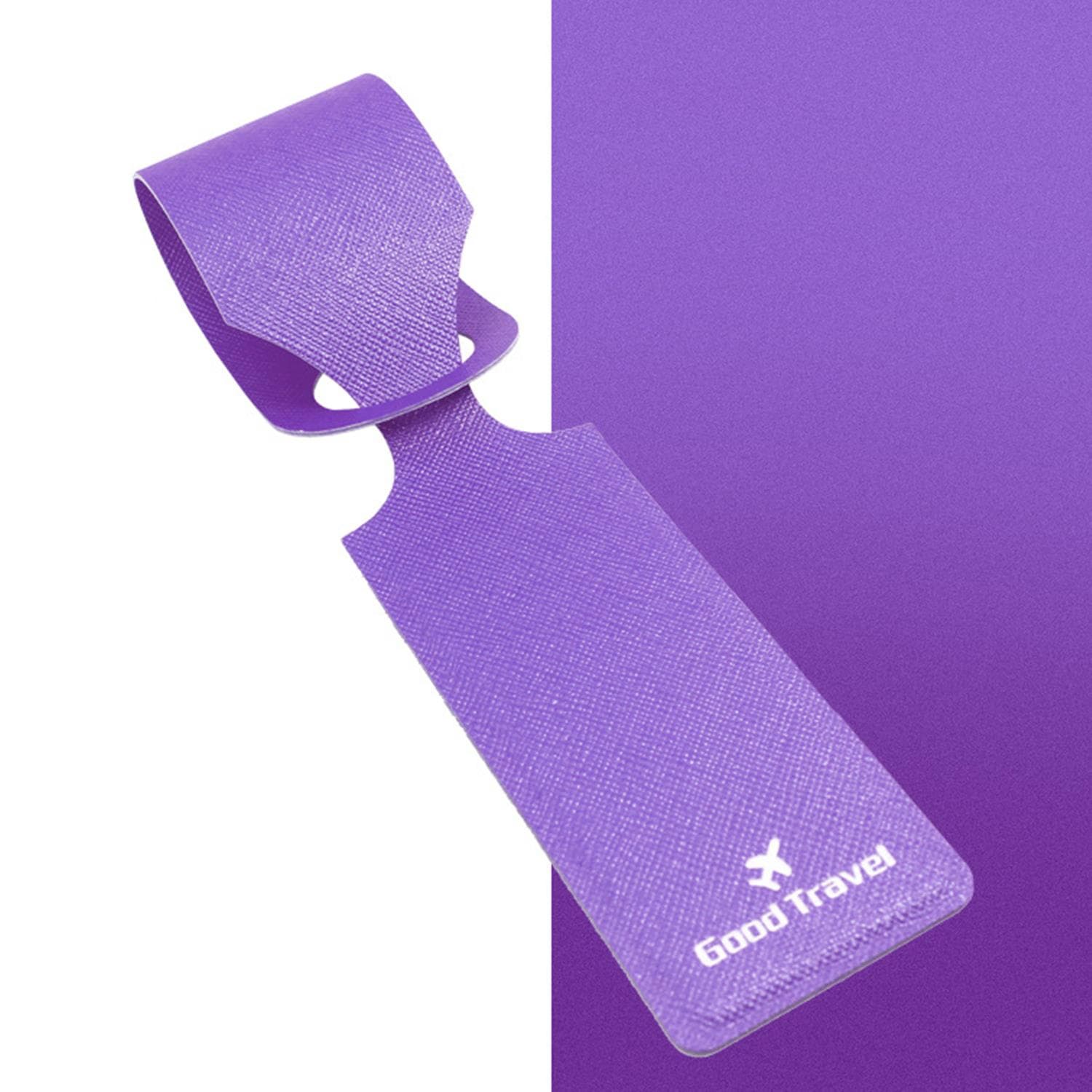PU Leather Luggage Tag Suitcase Identifier Label Baggage Boarding Bag Tag Name ID Address Holder Anti Loss Travel Accessories purple