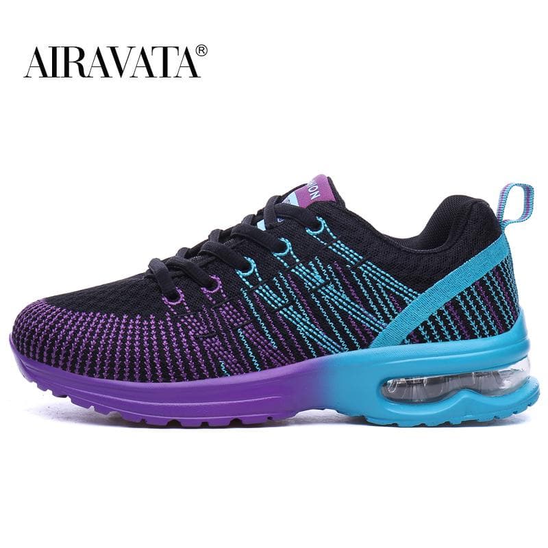 Women Casual Shoes Colorful Air Cushion Sneakers Breathable Shoes Tennis Shoes Size 35-42 36 black/purple
