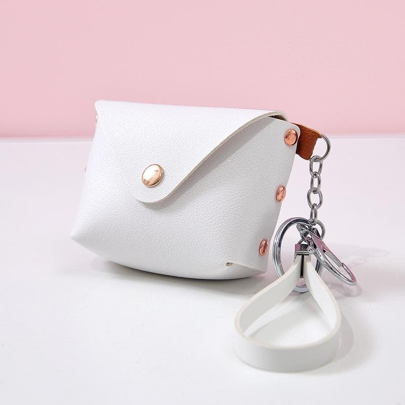 Pu Leather Keychain Hasp Women Men Pouch Bag Case Wallet Holder Chain Key Wallet Ring Housekeeper Pocket Key Organizer white