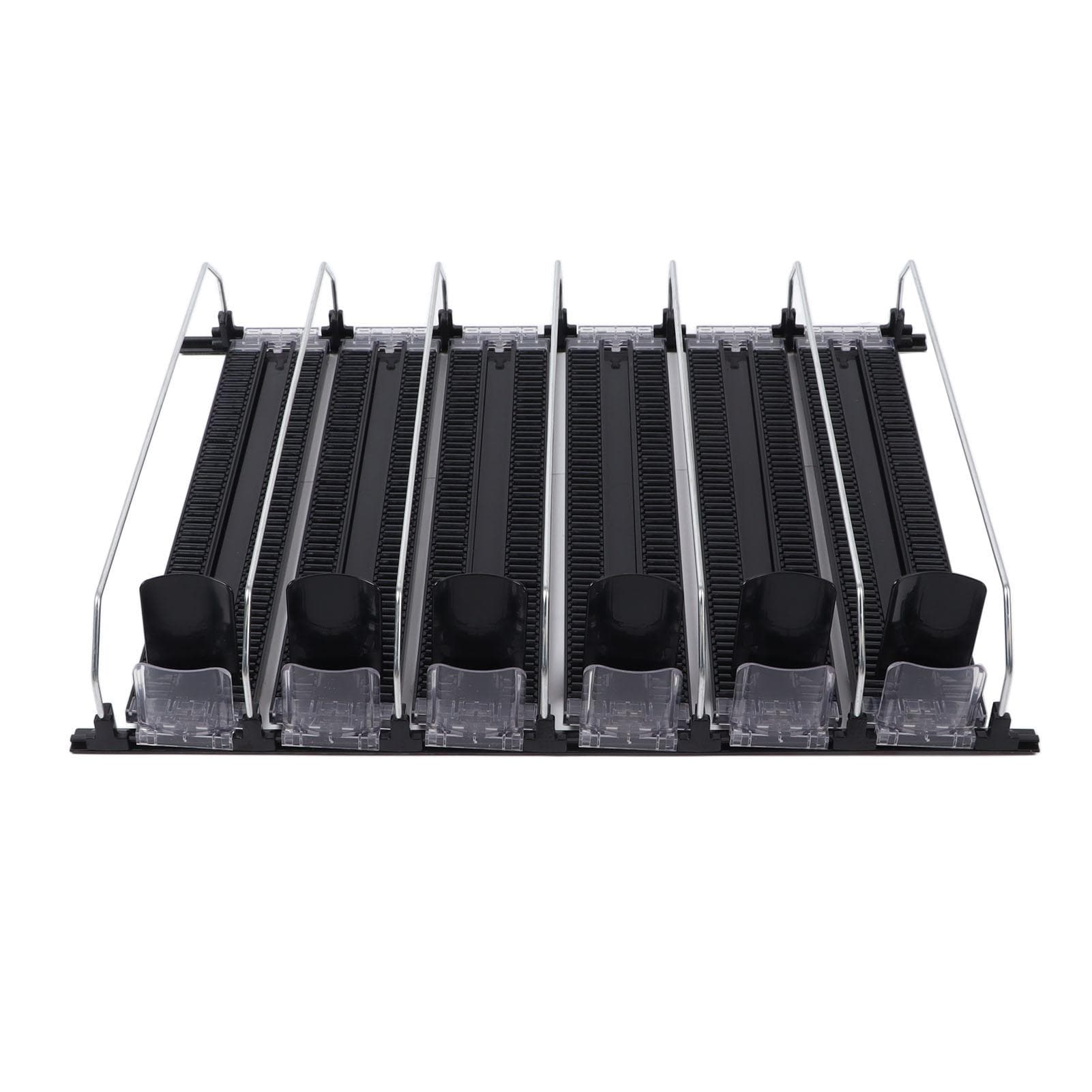 Self Pushing Drink Holder 6 Rows Adjustable Width Spring Loaded Easy Slide Large Capacity 15in