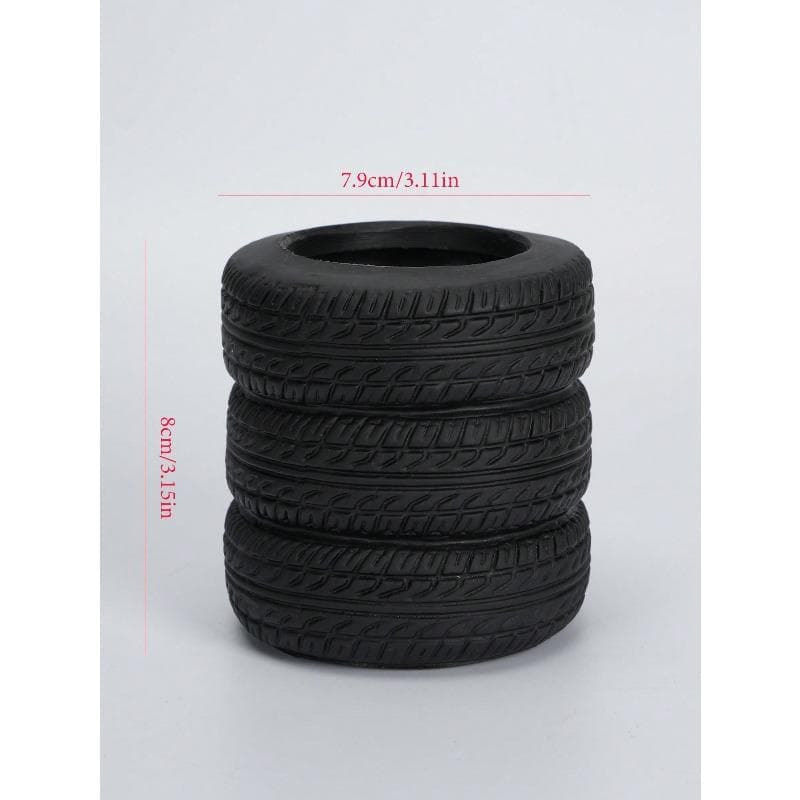 1PC Funny Tire Shaped Office Desk Pen Holder - Plastic, Office Decoration Accessories And Stationery Gifts 8*7.9cm black