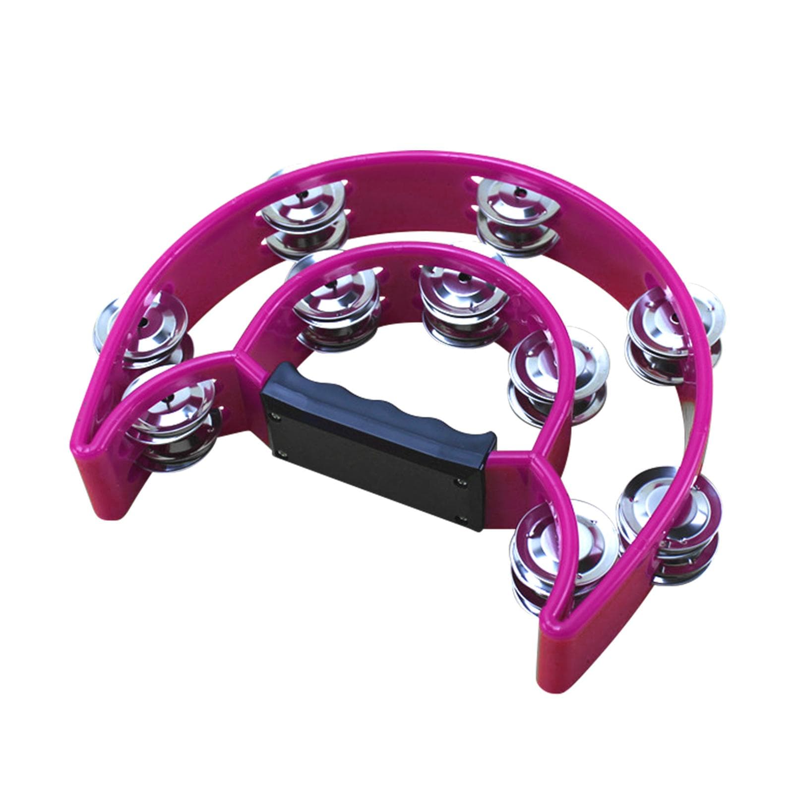 Double Row Handheld Tambourine Metal Jingles Hand Held Plastic Musical Percussion Drum Half Moon purple
