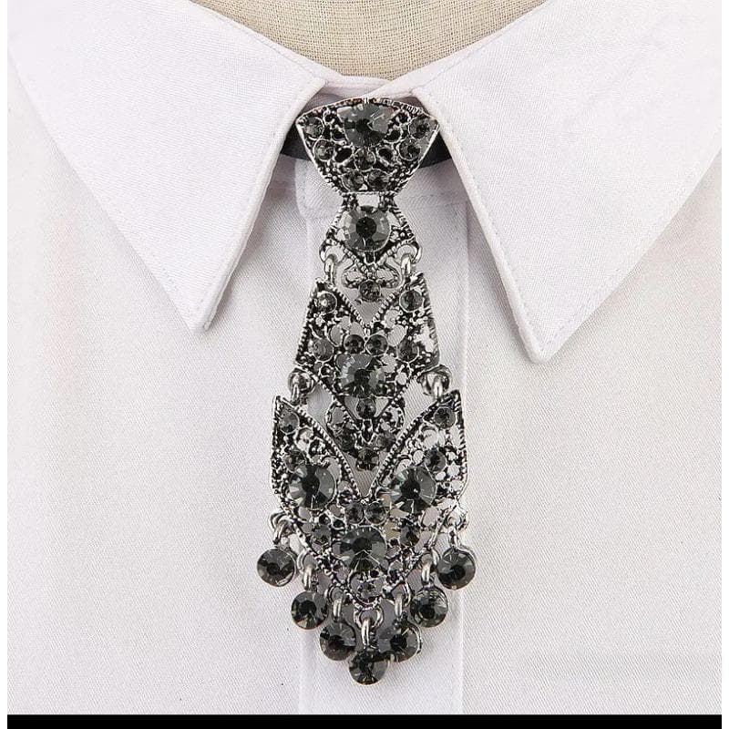 Fashion Personality Crystal Neckties Trendy General Korean Wine Party Wedding Ceremony Metal Short Luxury Tie Men Accessories 1pcs