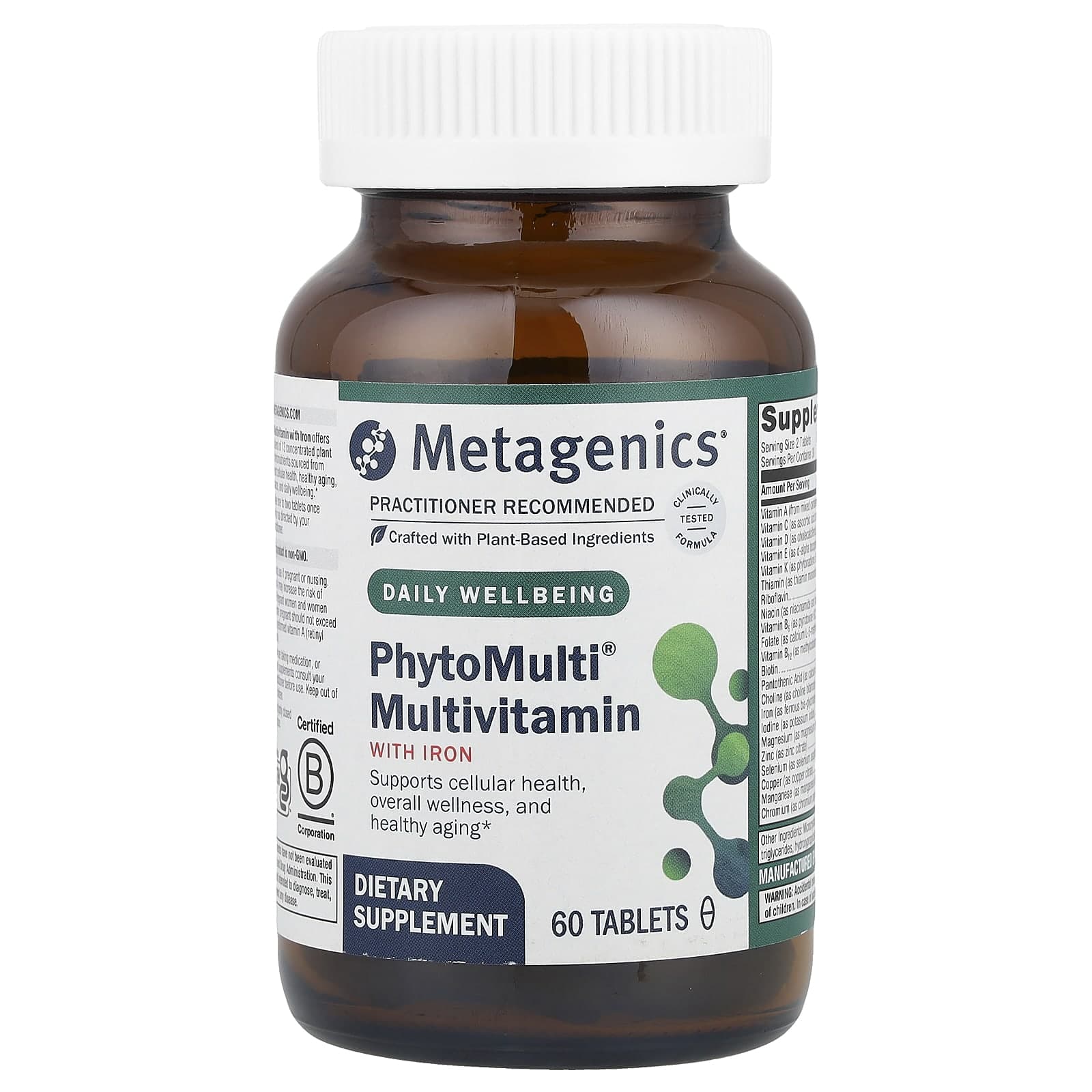Metagenics, PhytoMulti, with iron, 60 tablets