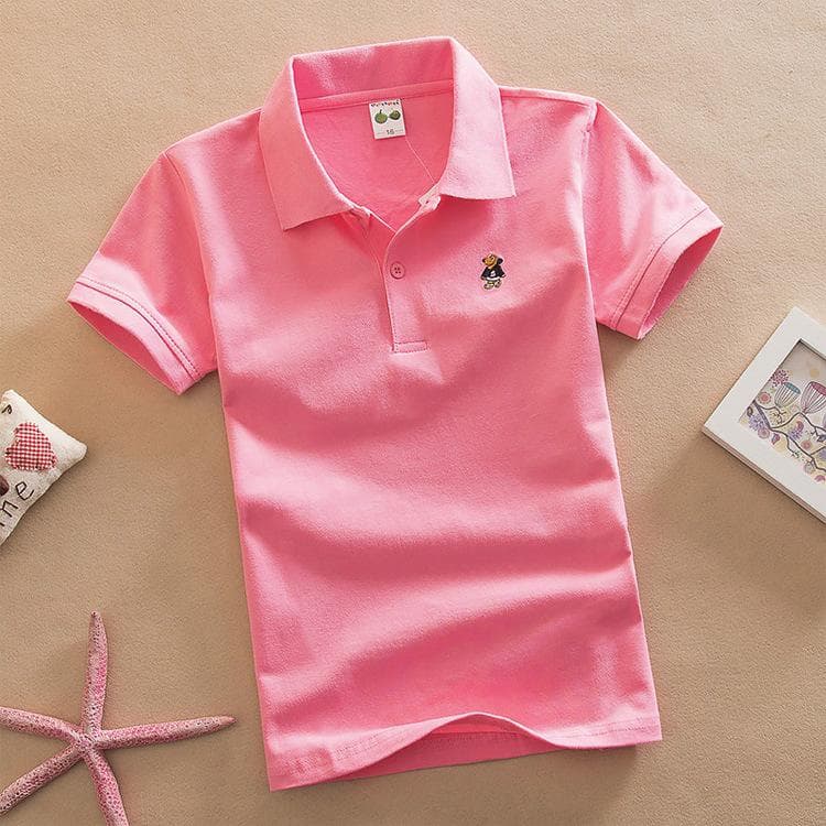 Summer Kids T-shirt Toddler Boys Tees Casual Short Sleeve Polo T Shirt Tops 16/130cm