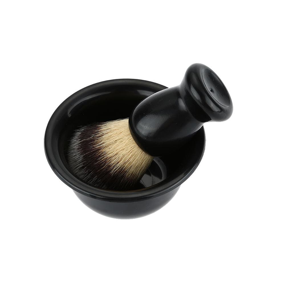 3 In 1 Shaving Brush + Shaving Soap Bowl + Safety Razor Stand High Quality black