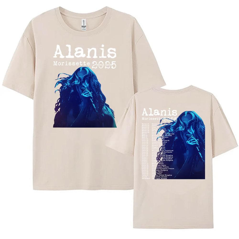 Alanis Morissette 2025 World Tour T-shirt Short Sleeve O-neck Women/Men Tshirts Streetwear Hip Hop Unisex Tees Cotton Tops S