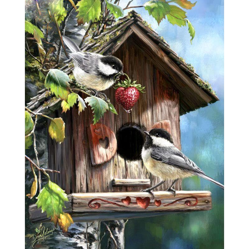 Diamond Embroidery Diamond Painting Strawberry Diamond Painting Bird's Nest Cross Stitch Rhinestone 20X30CM