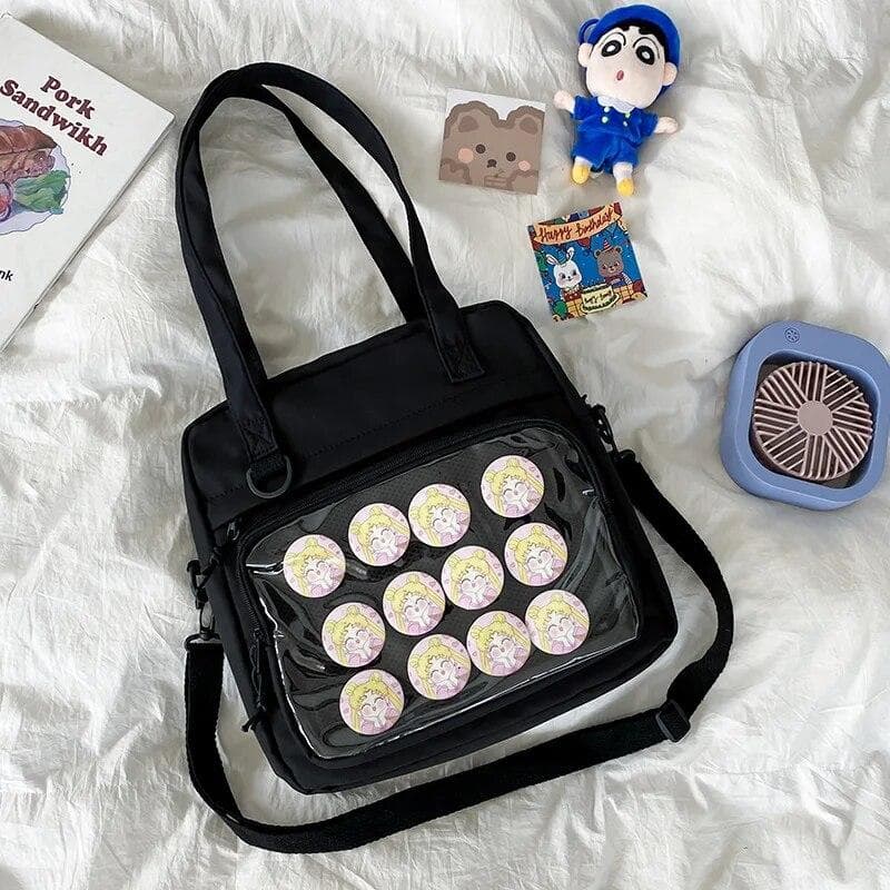 Japanese Style Kawaii Itabag For Dolls Large Handbags New Nylon School Bags For Teenage Girls Tote Shoulder Bag JK Crossbody Bag black