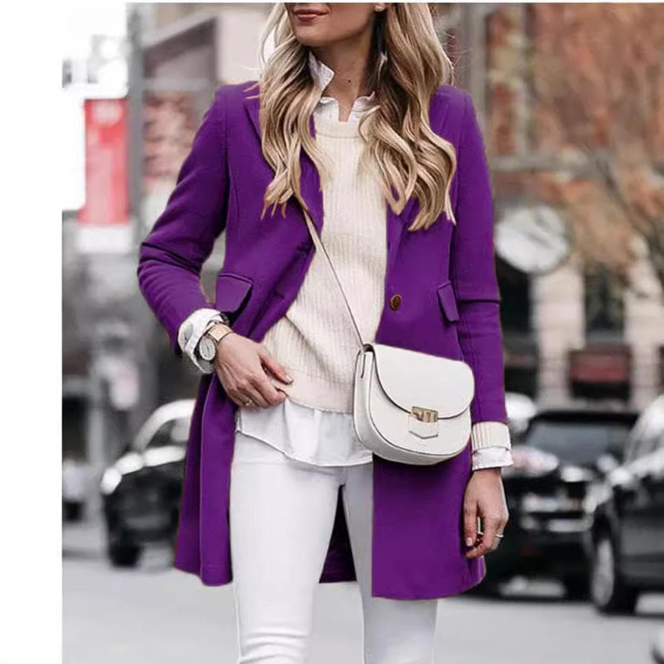 Autumn and Winter Woolen Women's Coat Japanese and Korean Coat Cardigan Single-breasted XXL purple