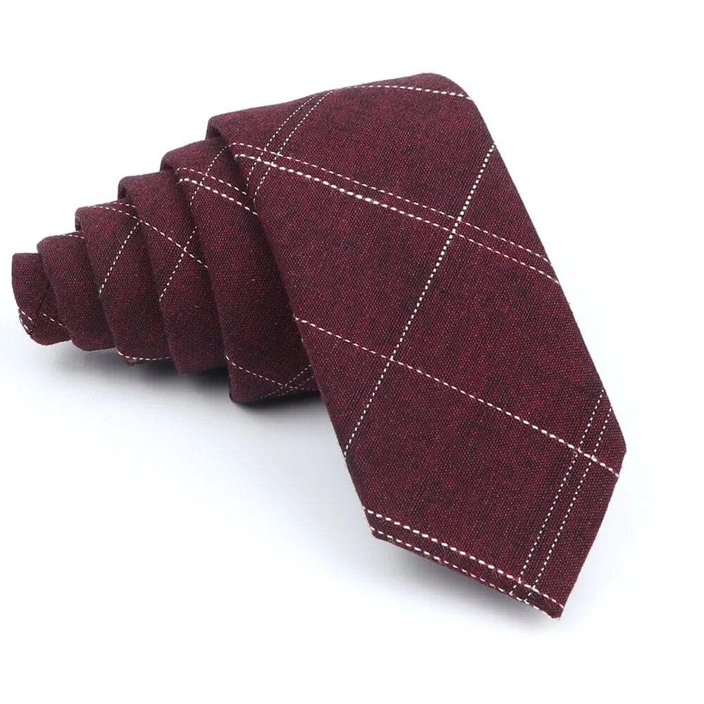 Stylish Cotton Plaid Tie For Men Handmade Narrow Necktie For Business Suit 13