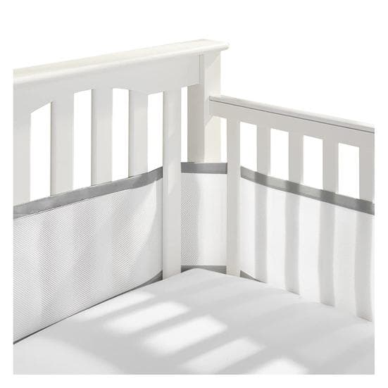 Yousheng Breathable Mesh Crib Liner with Double-Sided Straps Baby Crib Safety Mesh Barrier Easy Installation Limb Protection Crib Bumper A