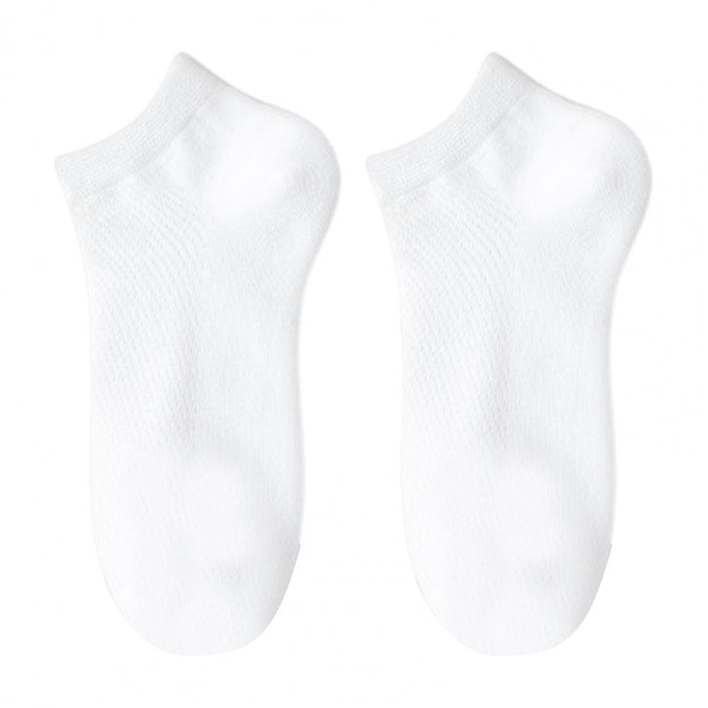 1 Pair Men Cotton Socks Mid-tube No Odor Thin Mesh Solid Color High Elasticity Anti-slip Sweat-absorption Anti-shrink Sports Fou One Size white