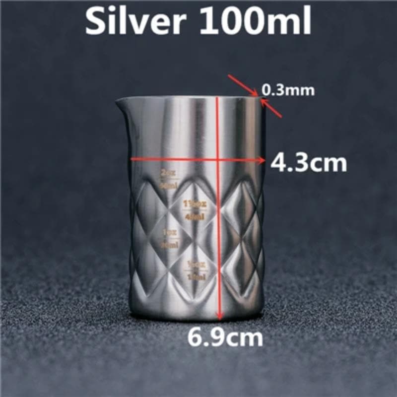 100ml 304 Measuring Cup Tools Bar Measure Cocktail Jigger Metal Bar Spirit Measure with Pour Spout Silver/Copper Barware
