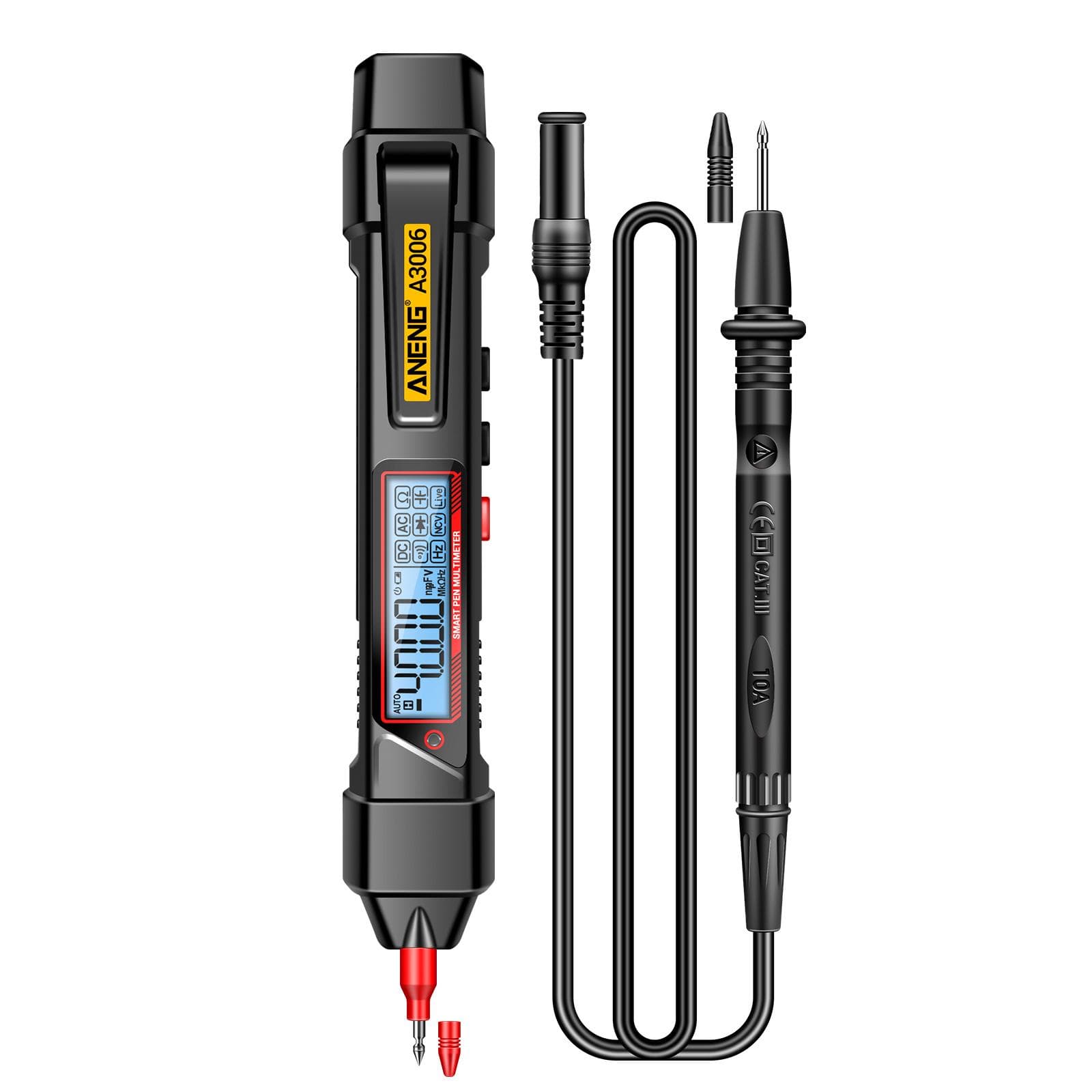 ANENG A3006 Pen Type Digital Multimeter 4000 Count ACDC Voltage Tester Zero Fire Line Detector Standard Configuration black