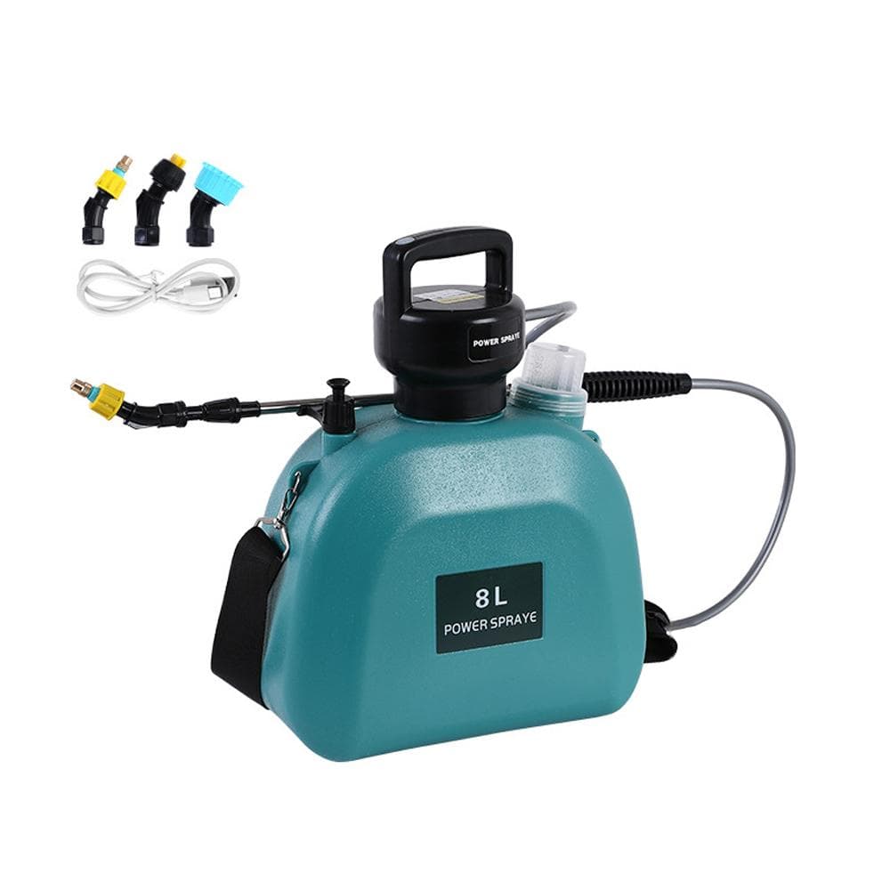 USB Rechargeable Shouldered Sprinkler Handheld Electric Sprayer Agriculture Tools Watering Can 8L green