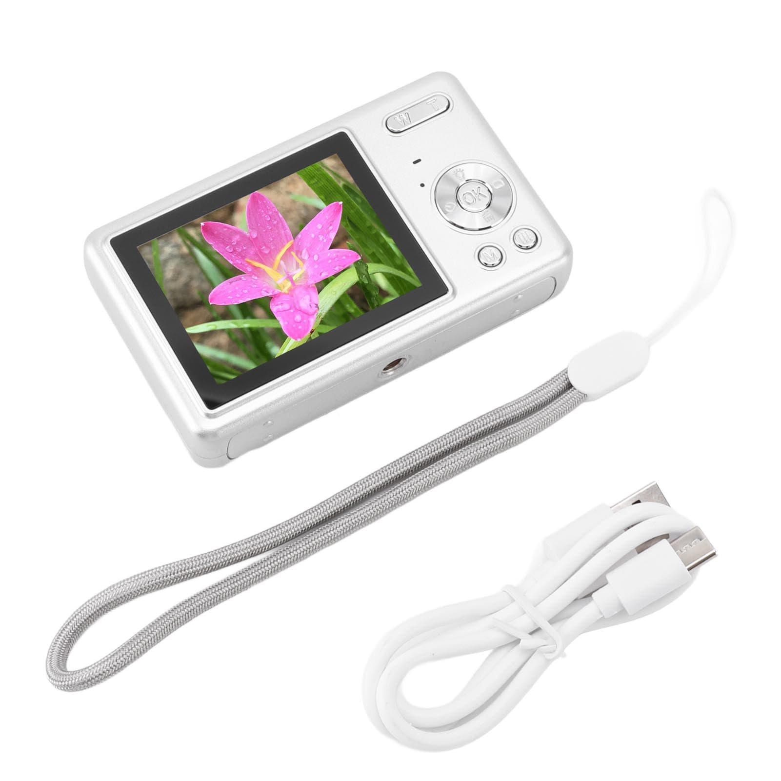 12MP 1080P Digital Camera 2.4in TFT Screen 16X Zoom Auto Focus Pocket Digital Camera for Student silver