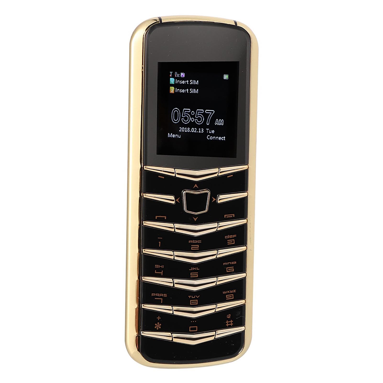 V03 Dual SIM Metal Mirror Small Screen Mobile Phone Mini Cell Phone EU Plug