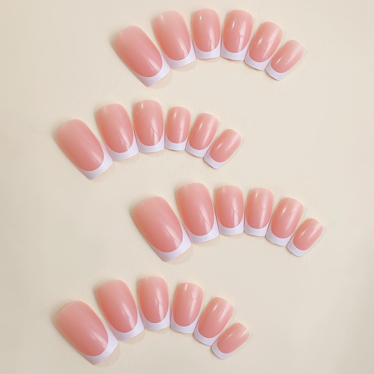 24PCS Fake Nails Square White French Covered Full Nails Suitable For Women And Girls,Press On Nails,Square Fake Nail Art Supplies white