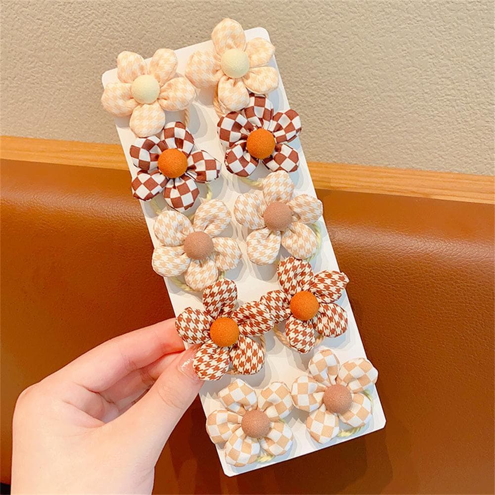 10pcs/Set Sweet Flower Shaped Hair Ties Elastic Hairbands Baby Colorful Ponytail Holders Rubber Band For Toddlers Kids