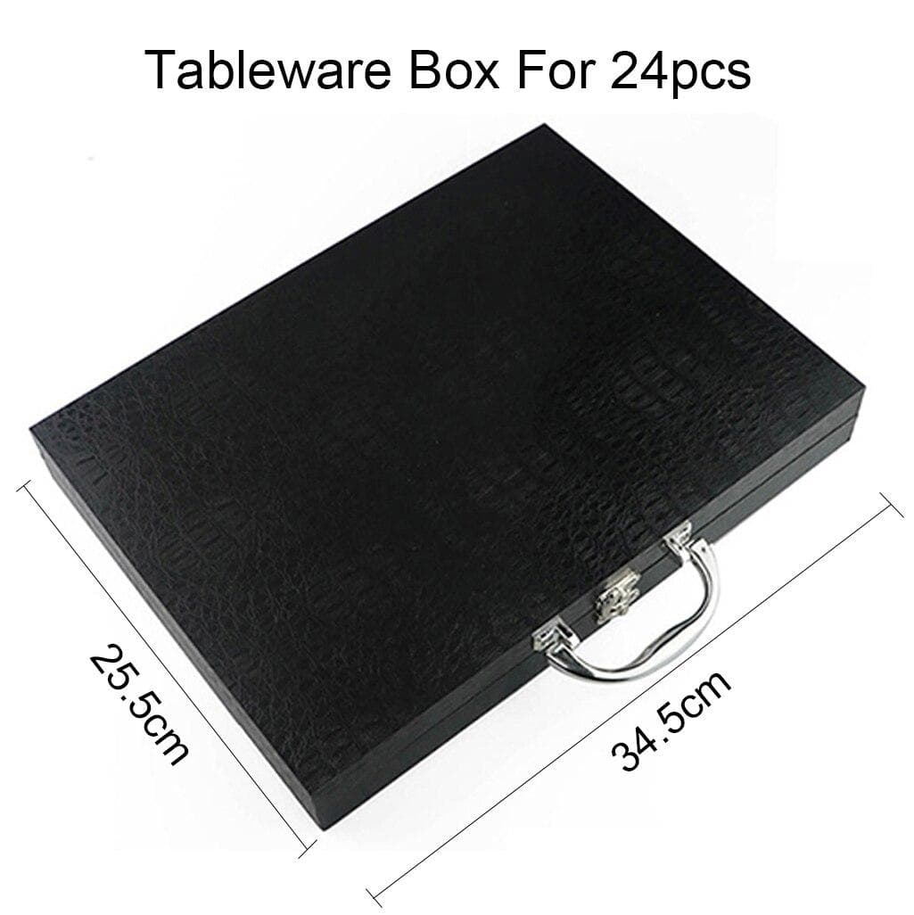 Tableware Box For Dinnerware Set Antioxidative Wooden Gift Box Cutlery Collection Case Gold Black Silver Storage Box for 24pcs black