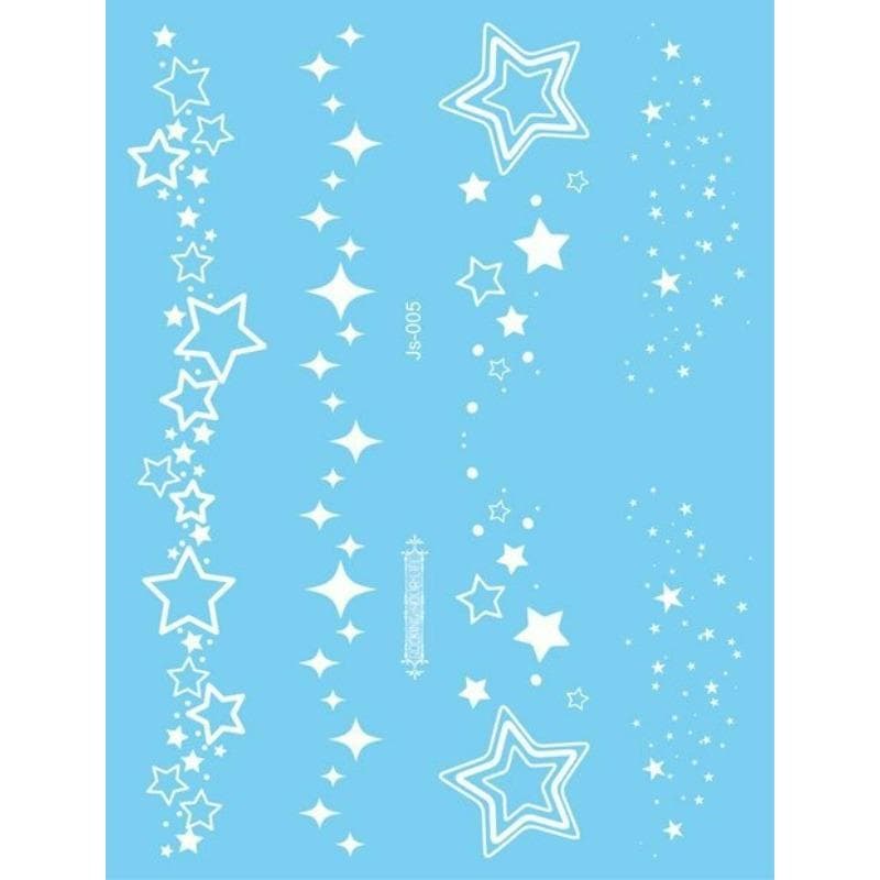 1pc Glow-In-The-Dark & White Ink Glow Temporary Tattoo Sticker, Body Art Star Pattern, Shiny Face & Body Waterproof Fake Tattoo Sticker