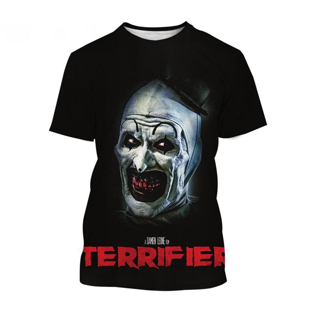 Summer Hot Selling Fashion Horror 3D Printing Horror Clown Creative Personality Casual T-shirt Plus Size Tee Top L