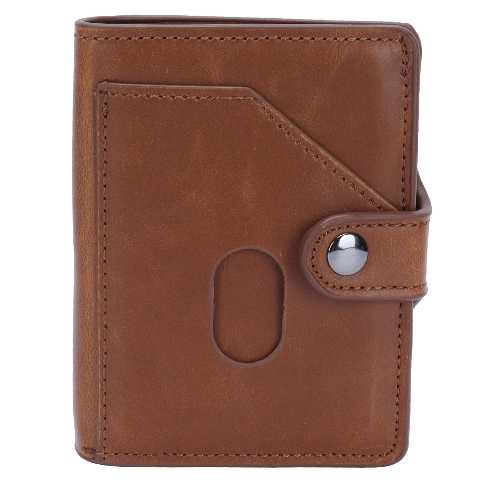 Automatic Credit Card Holder Wallet Portable Business Card Case Anti Theft Purse(Brown x 66#) brown