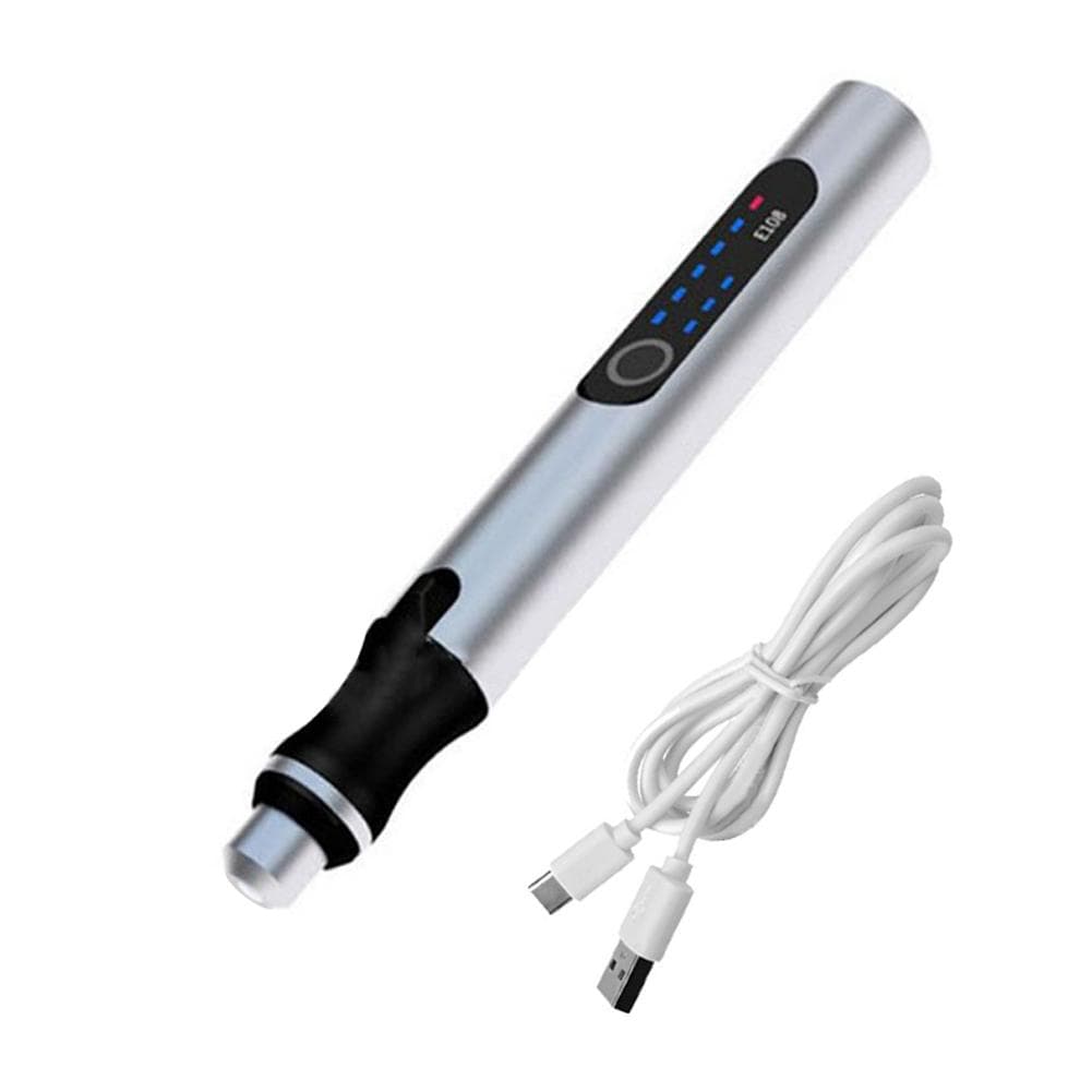 Portable Engraving Pen Mini Electric Drill Pen LED Speed Display Carving Pen Engraving Machine silver