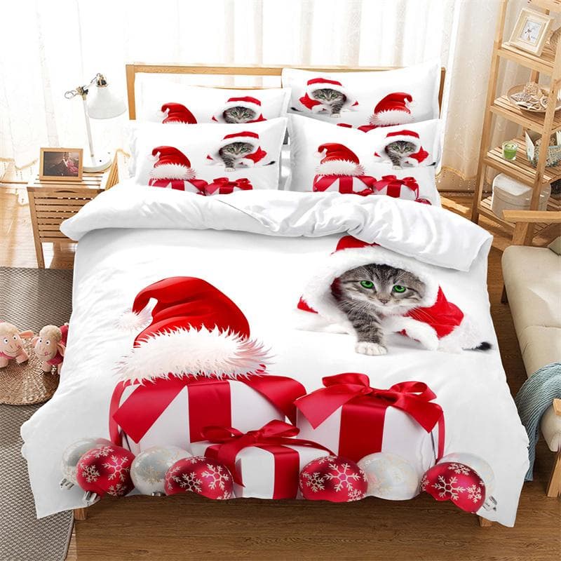 Christmas Animals Bedding Set Children Duvet Cover Set Fashion Quilt Cover Boys and Girls Christmas Comforter Cover Bedding Sets EU single(135x200cm)