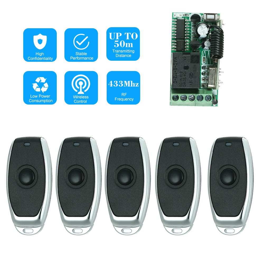 433Mhz DC 12V Universal RF Remote Control Switch Relay Receiver Module Mini 1CH Wireless Control 5