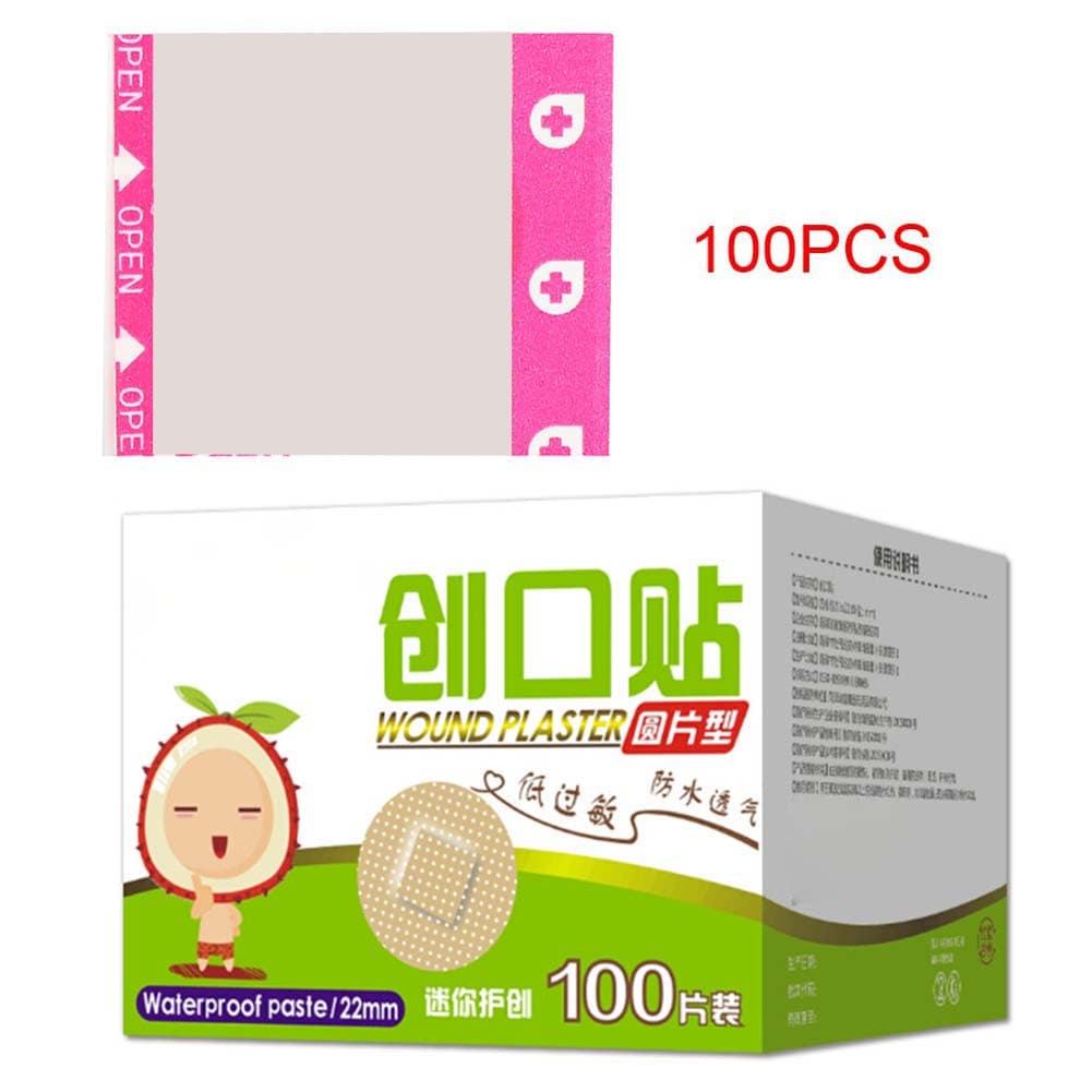 100Pcs Waterproof Mini Round Breathable Bandage Band Aid First Aid Wound Dressing Patch
