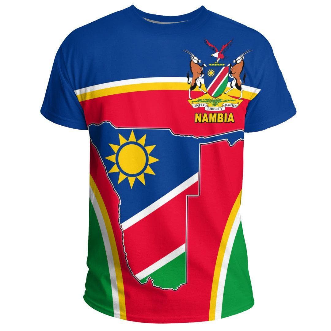 Namibia Flag & Coat of Arms Graphic Tee Summer Casual Streetwear Men's Fashion Loose T-shirts Boy Oversized Short Sleeve Tops M