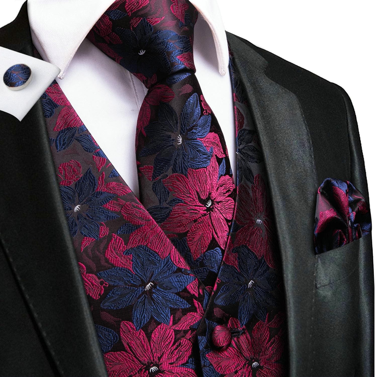 50 Colors Mens Vest Sleeveless V-Neck Pockets Waistcoat Tie Set Wedding Casual 2XL