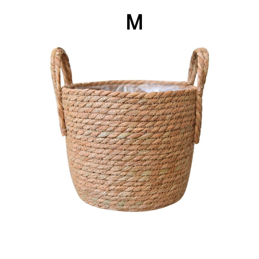 Nordic Handmade Straw Woven Basket M Flower Pot Decor Storage for Home Garden 30x27cm