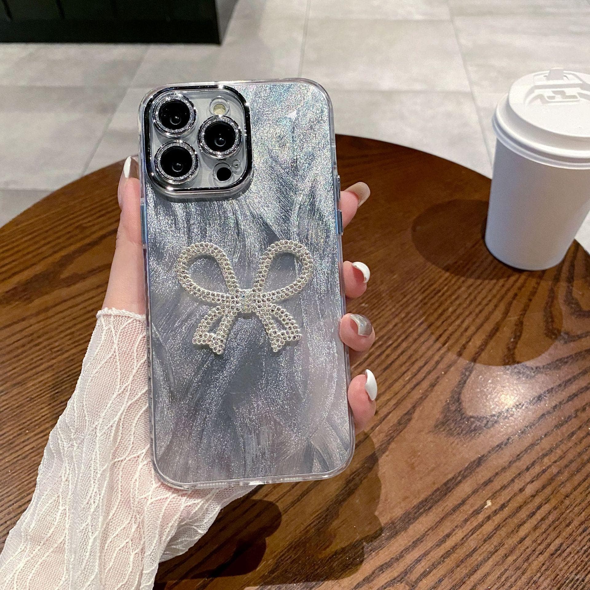 Protective Case Suitable for Apple 15 Feather Yarn Laser 11 Bow 15 Fairy 13 Hard IPhone 12 Mobile Phone Case 16 iPhone16PROMAX