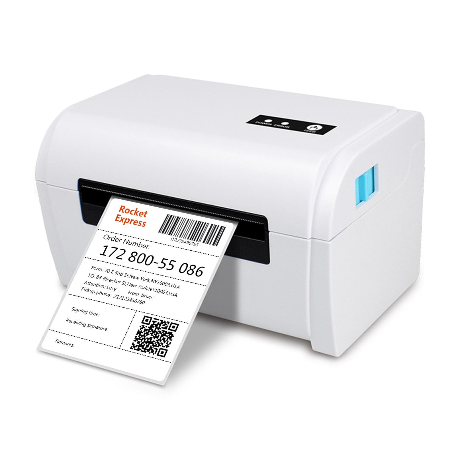 Thermal Label Printer High Speed Shipping Label Printer USB BT Connection Support 40-110mm Paper UK Plug support USB & BT
