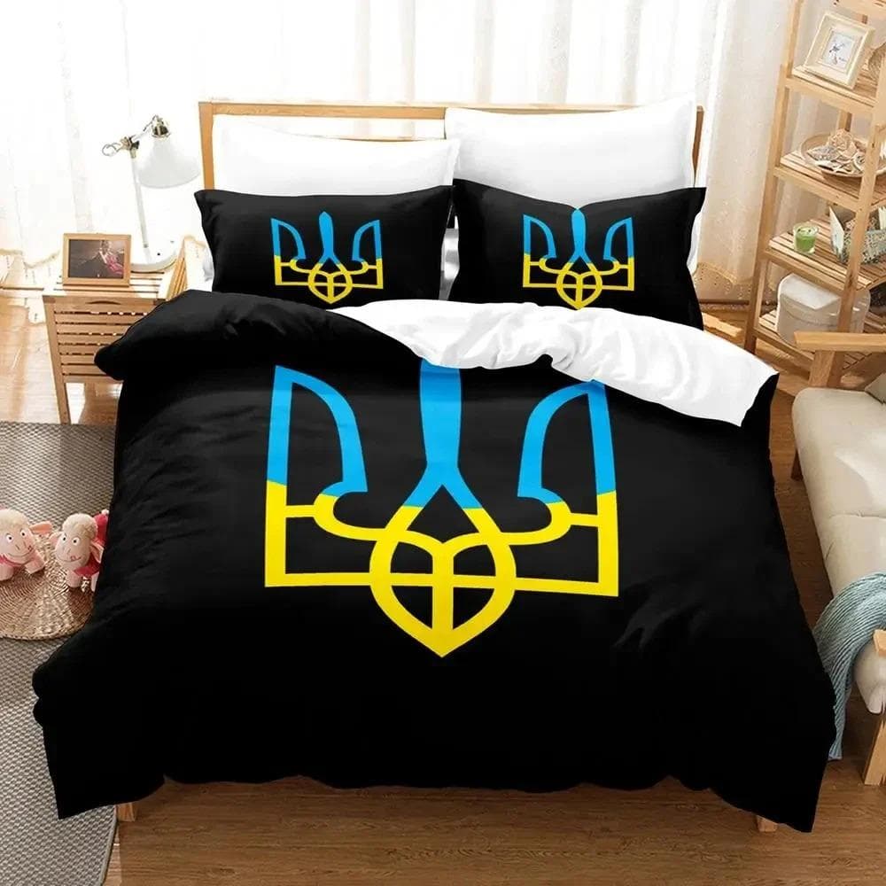 3D Print Ukrainian Flag UKRAINE Bedding Set Duvet Cover Bed Set Quilt Cover Pillowcase Comforter king Queen Size Boys Adult 70x133cm 2pcs